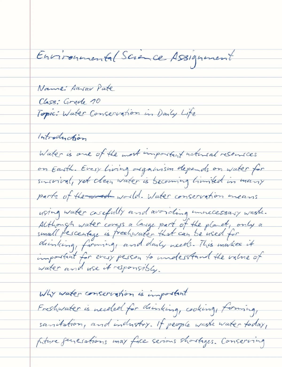 Generated handwritten assignment page 1