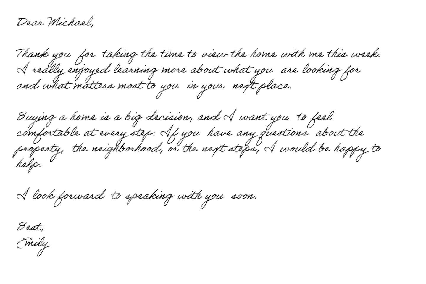 Generated handwritten business note page 1 in font 42