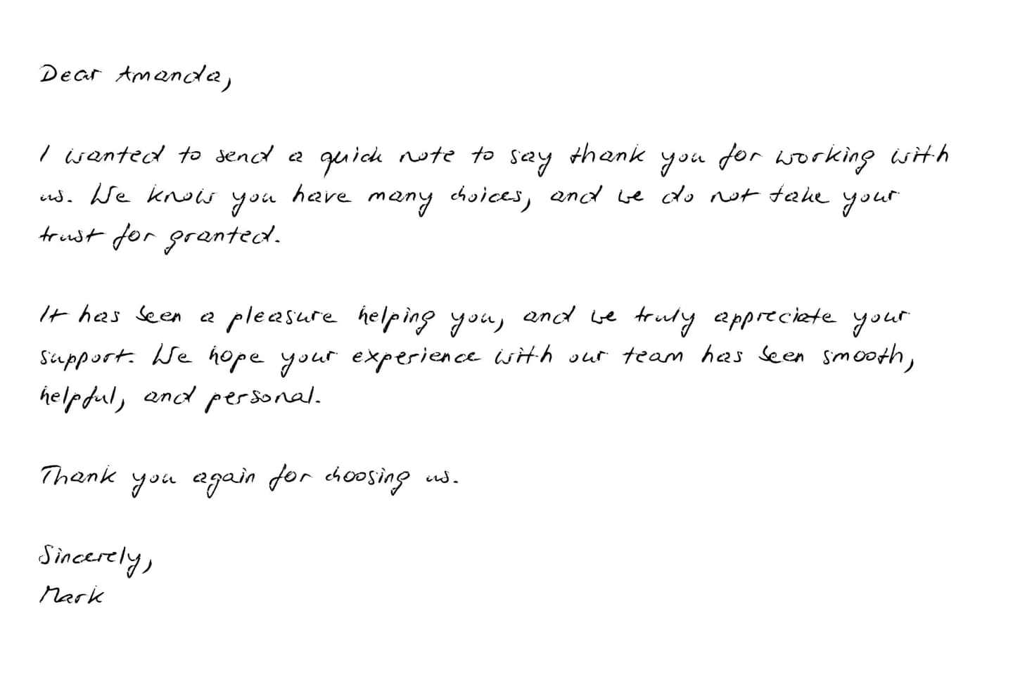 Generated handwritten business note page 2 in font 2