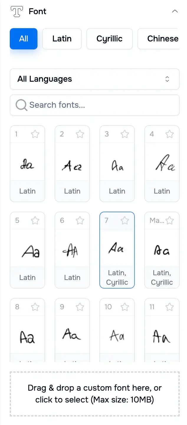 Cursive Style Options